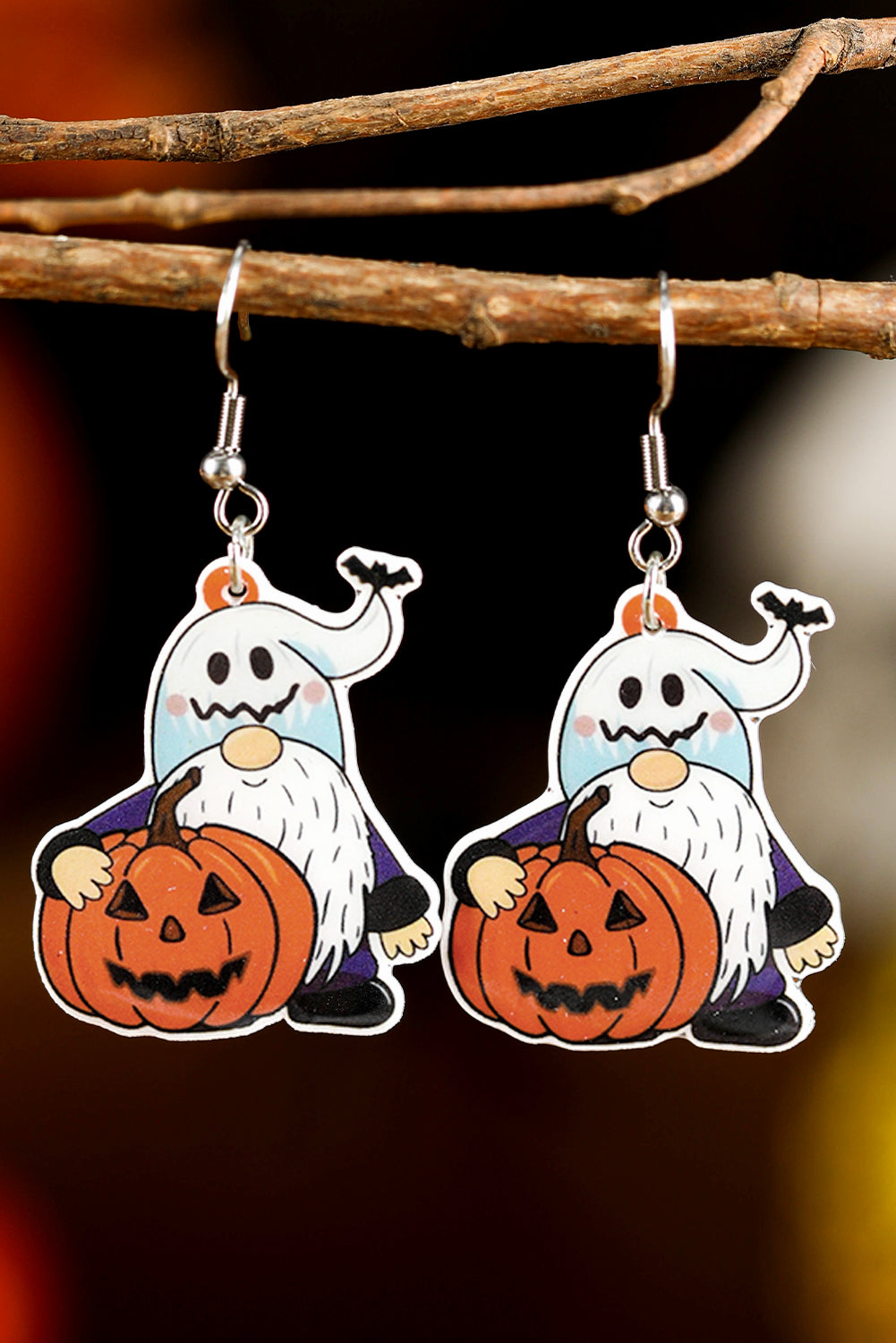 Dwarf Pumpkin Face Halloween Hook Earrings