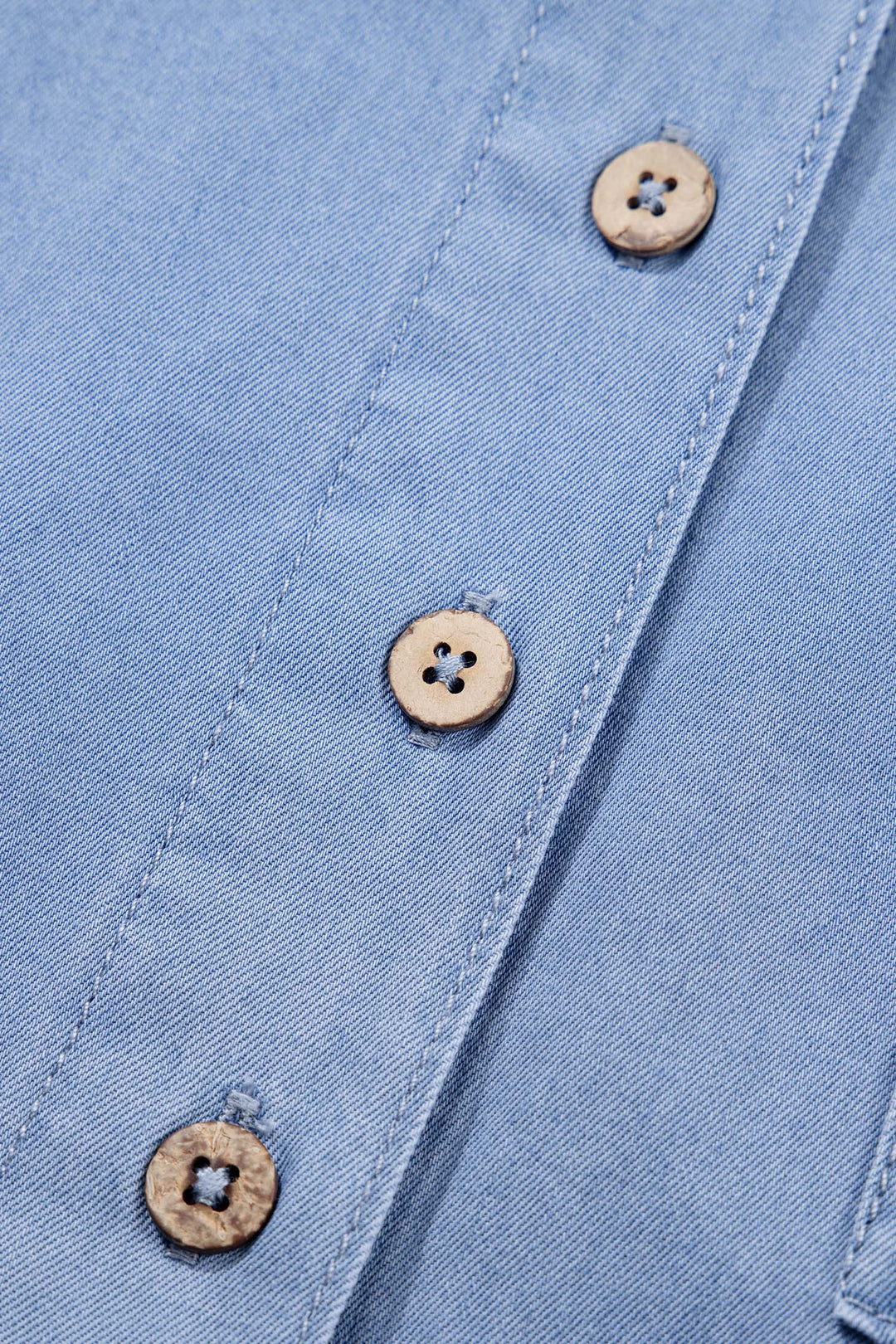 Washed Drop Shoulder Bracelet Sleeve Chambray Shirt