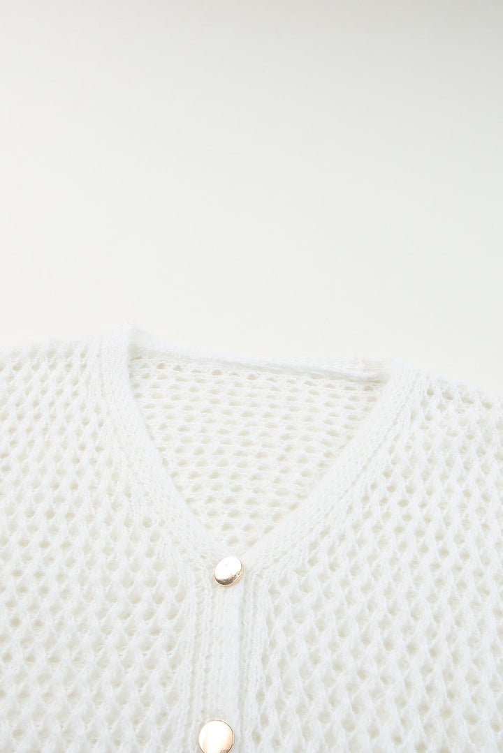 Hollowed Knit Dolman Sleeve Sweater Cardigan