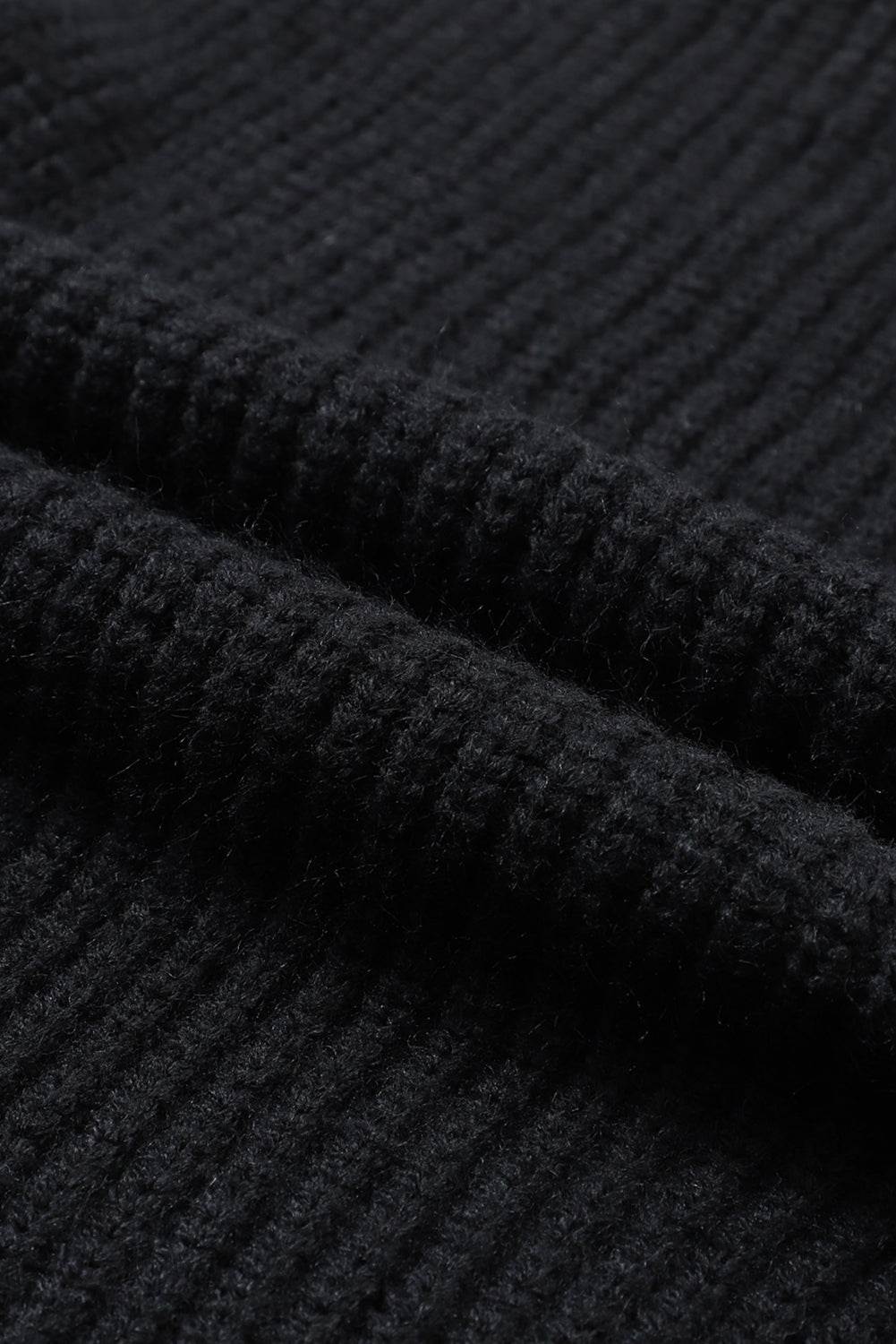 Black Oversized Fold Over Sleeve Open Front Cardigan