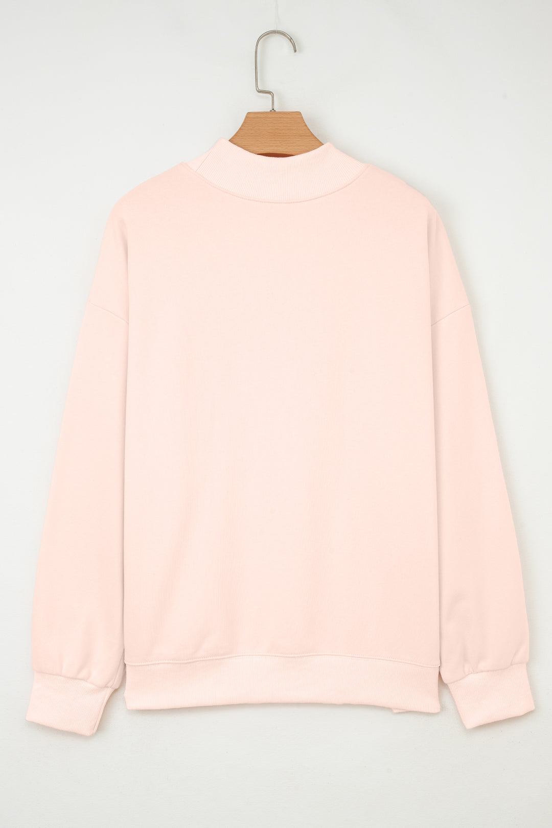 Apricot Pink Oversize Mock Neck Sweatshirt
