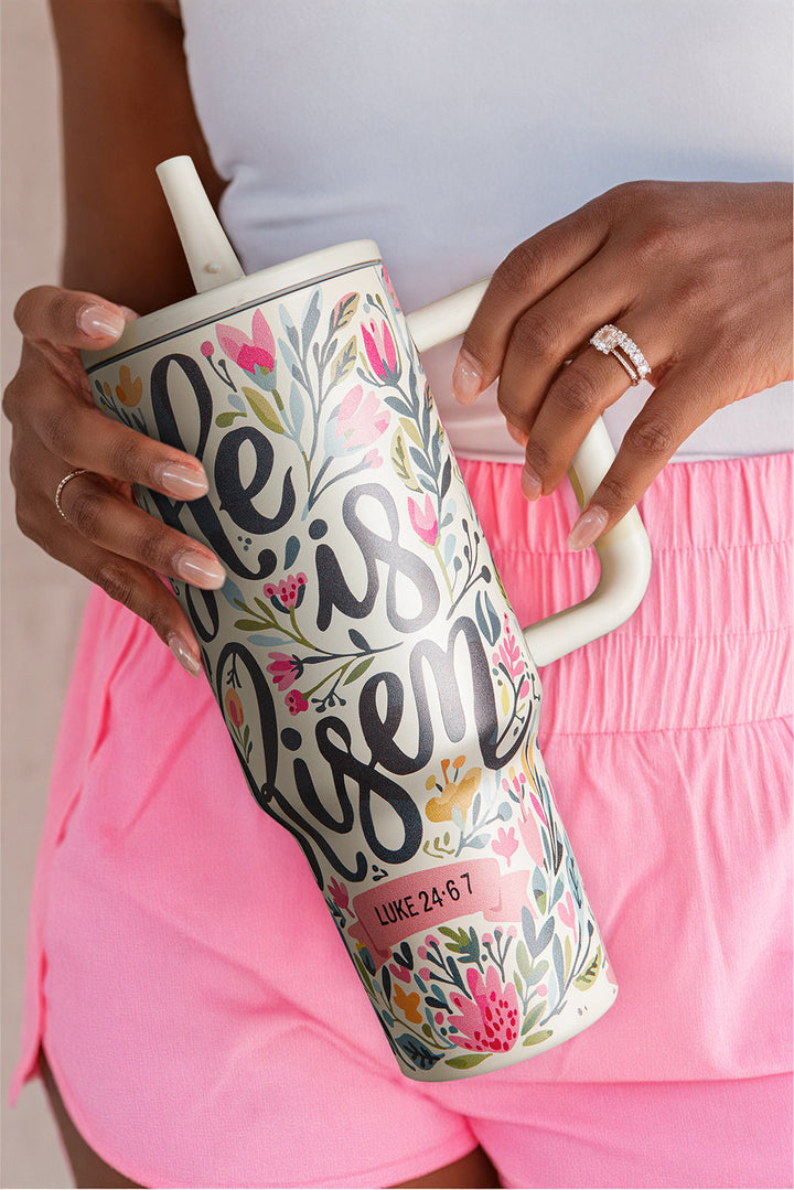 He Is Risen Flower Print Stainless Steel Tumbler 40oz