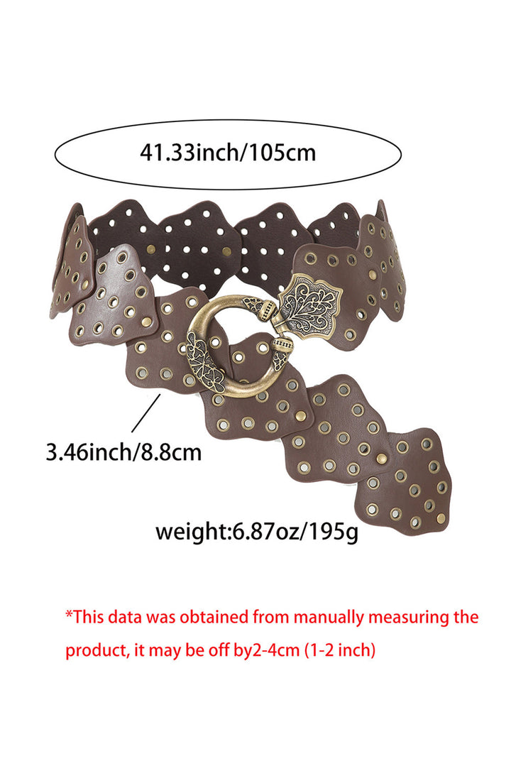 Y2K Antik Bronze Kreis Ösen Detail Western Ledergürtel