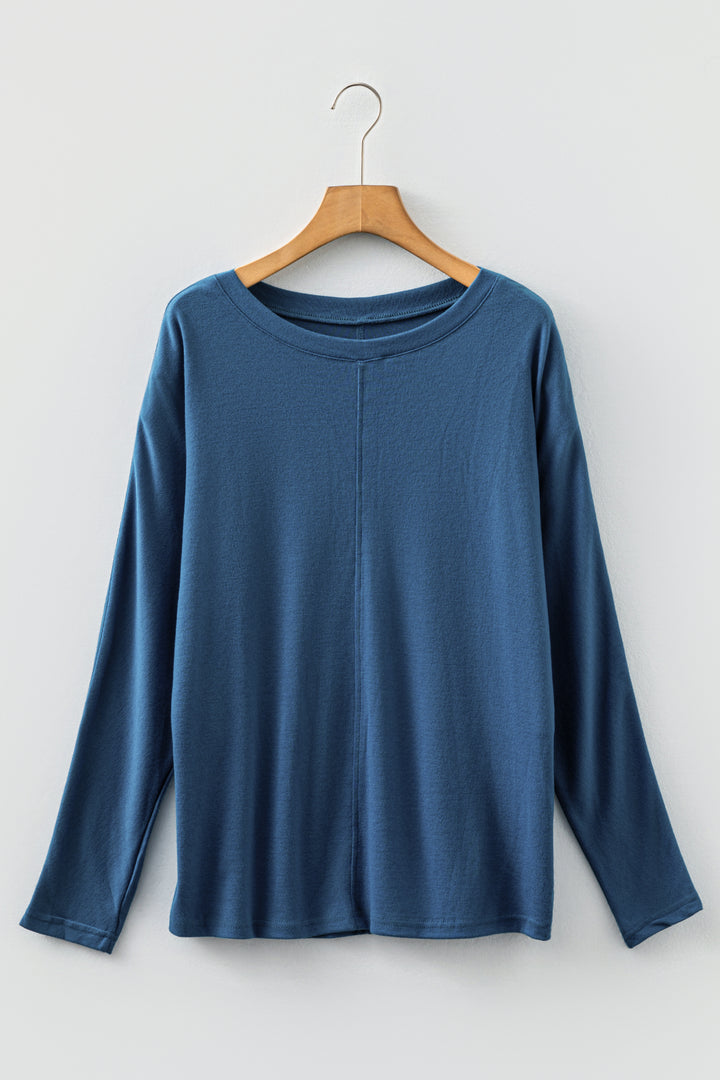 Fiery Solid Color Patchwork Long Sleeve Top