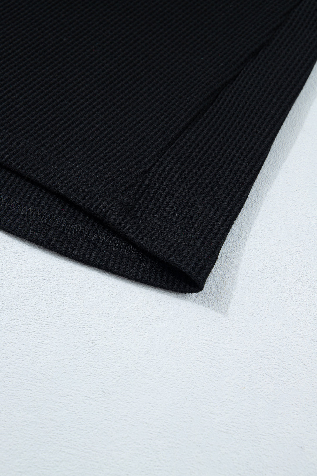Black Textured Knit Denim Color Block Patchwork Collar Button Down Shirt