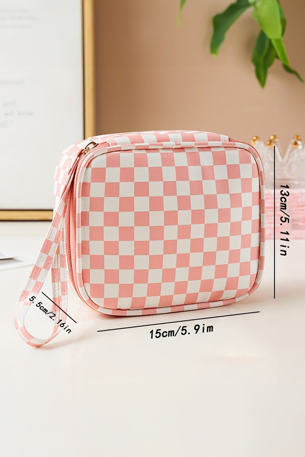 Checkered Pattern Small Cosmetic Bag