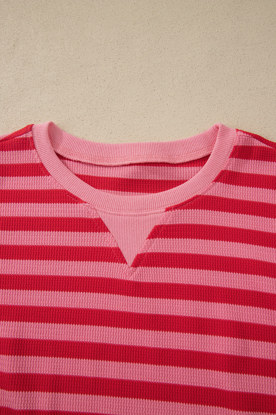 Red Stripe Puff Short Sleeve T Shirt Matching Shorts Set