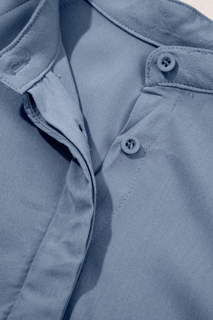 Robe longue évasée à volants et manches courtes, boutons cachés