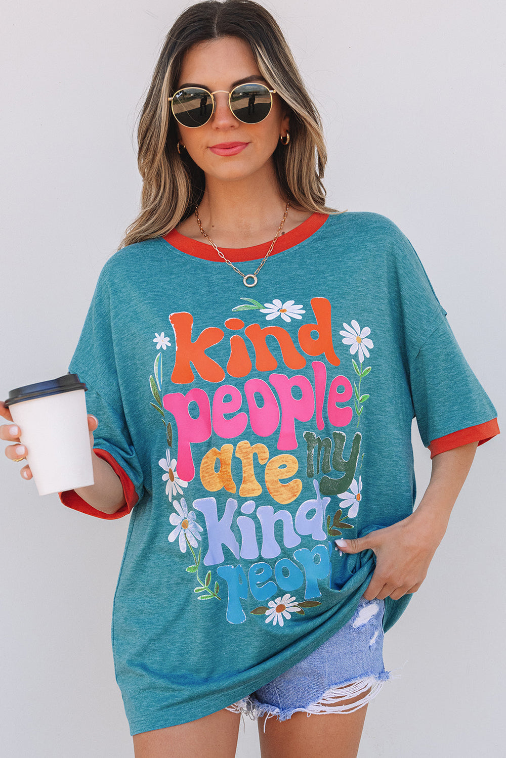 Kind People are My Kind People Graphic Oversized Tee