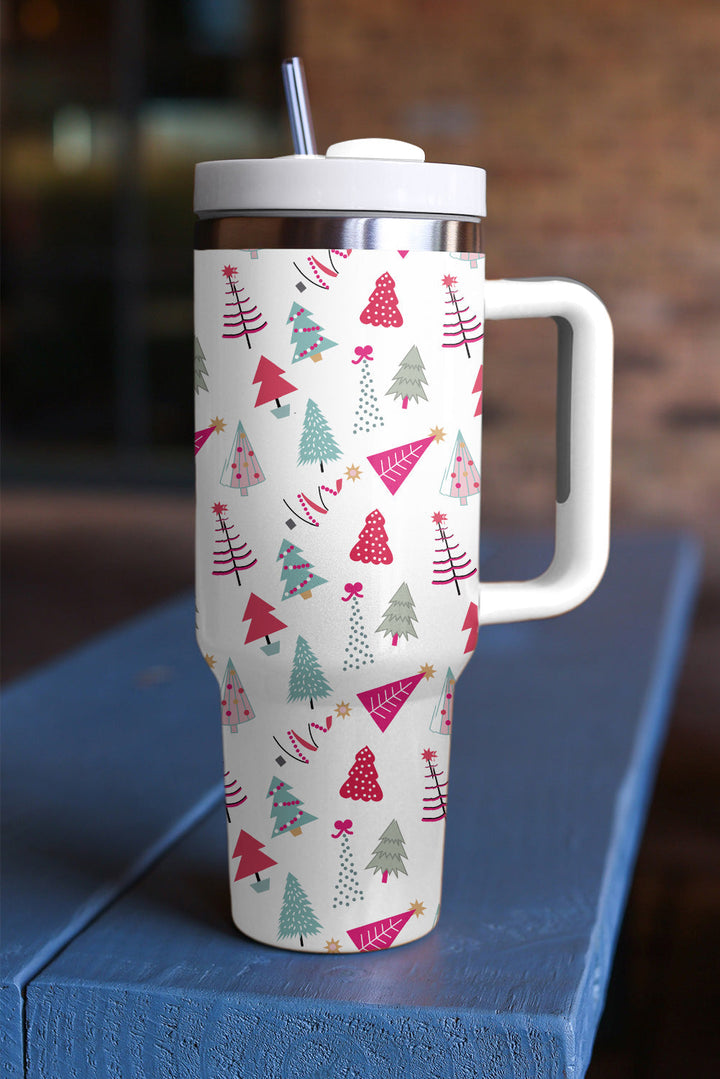 Cartoon Christmas Tree Printed Thermos Cup 40oz