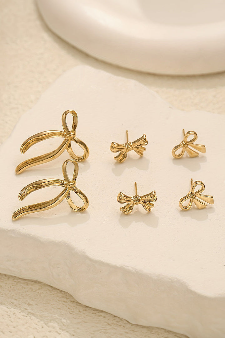 Plated Stainless Alloy Bow Earring Set