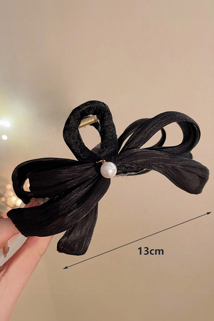 Pince à griffes large avec nœud décoratif en perles