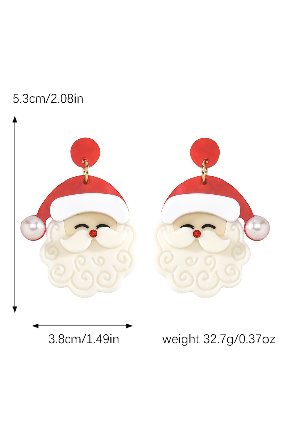 Bright Pearl Decor Cute Father Christmas Earrings