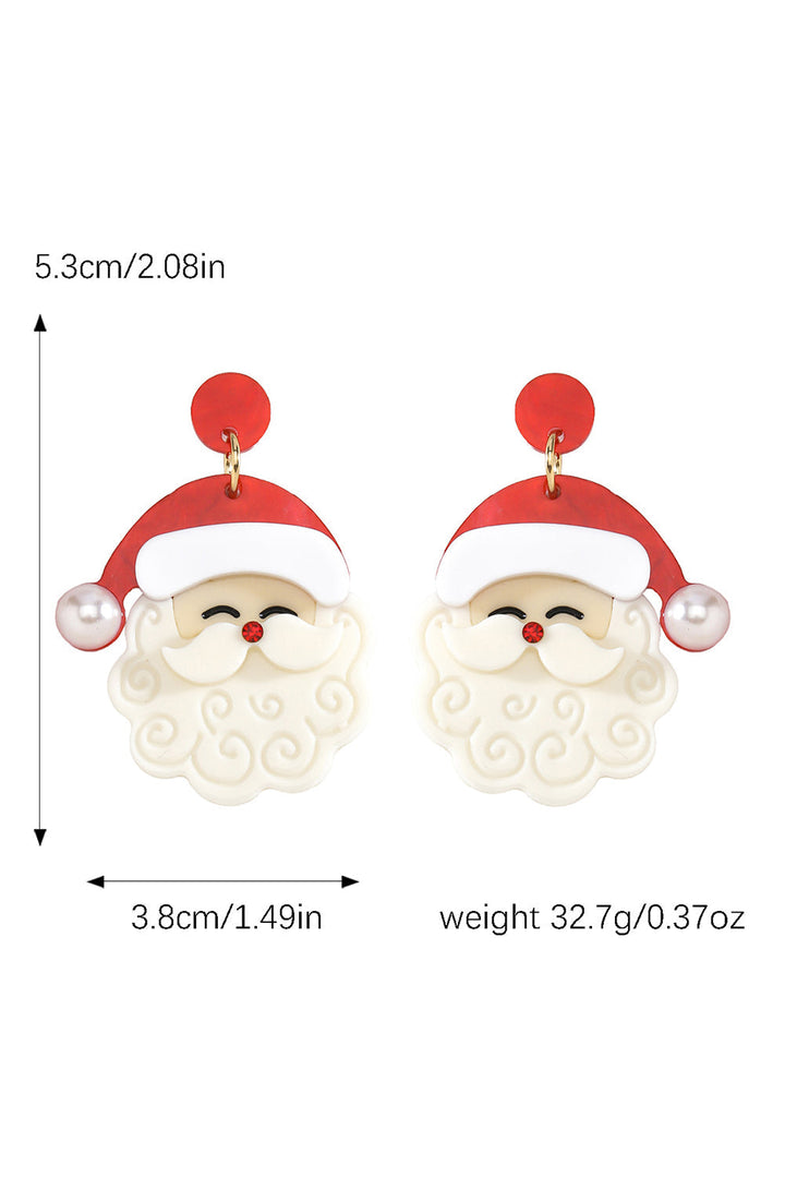 Bright Pearl Decor Cute Father Christmas Earrings
