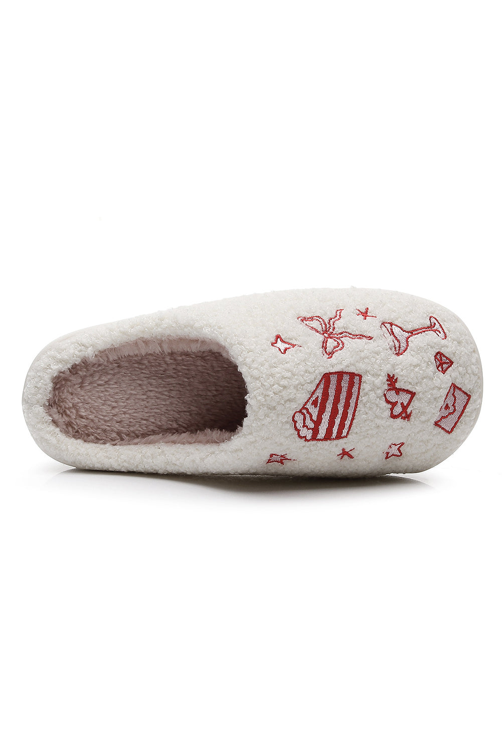 Plush Asymmetric Wedding Doodles Embroidered Slippers