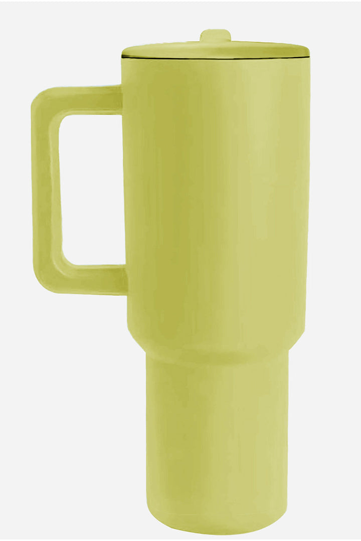 Großer Vakuumbecher mit mattiertem Edelstahlgriff und Strohhalm, 40 oz