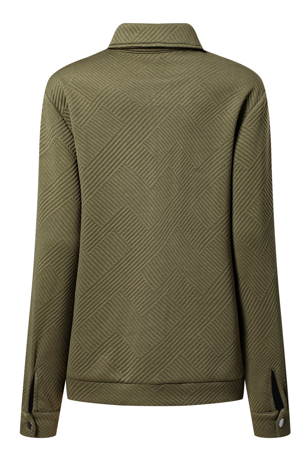 Blackish Green Zip Up Button Flap Pocket Shirt Collar Jackets
