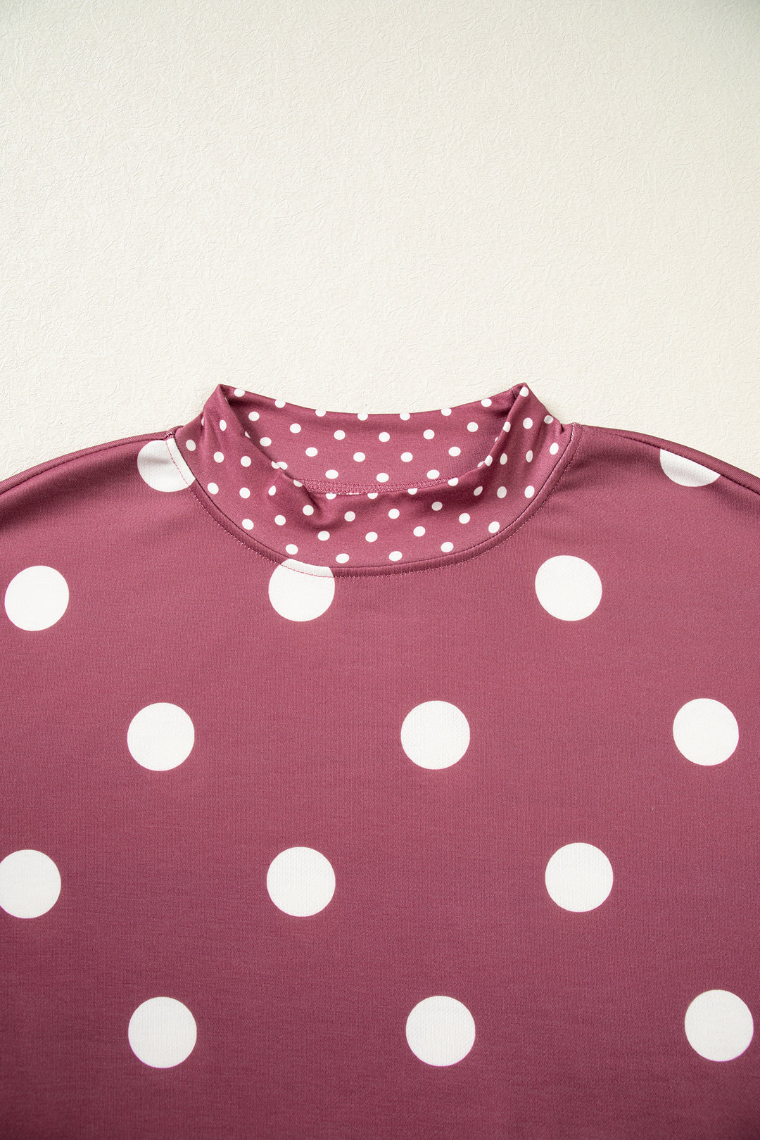 Red Polka Dot Print Contrast Detail Oversized Tunic Sweatshirt