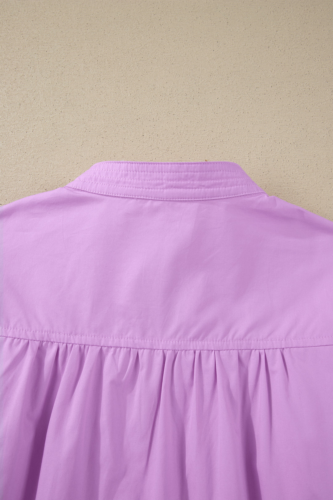 Phalaenopsis Stitched Detail V Neck Puffy Half Sleeve Blouse