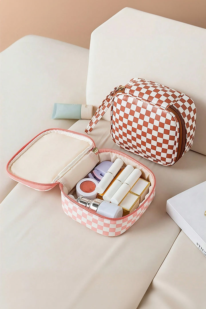 Checkered Pattern Small Cosmetic Bag