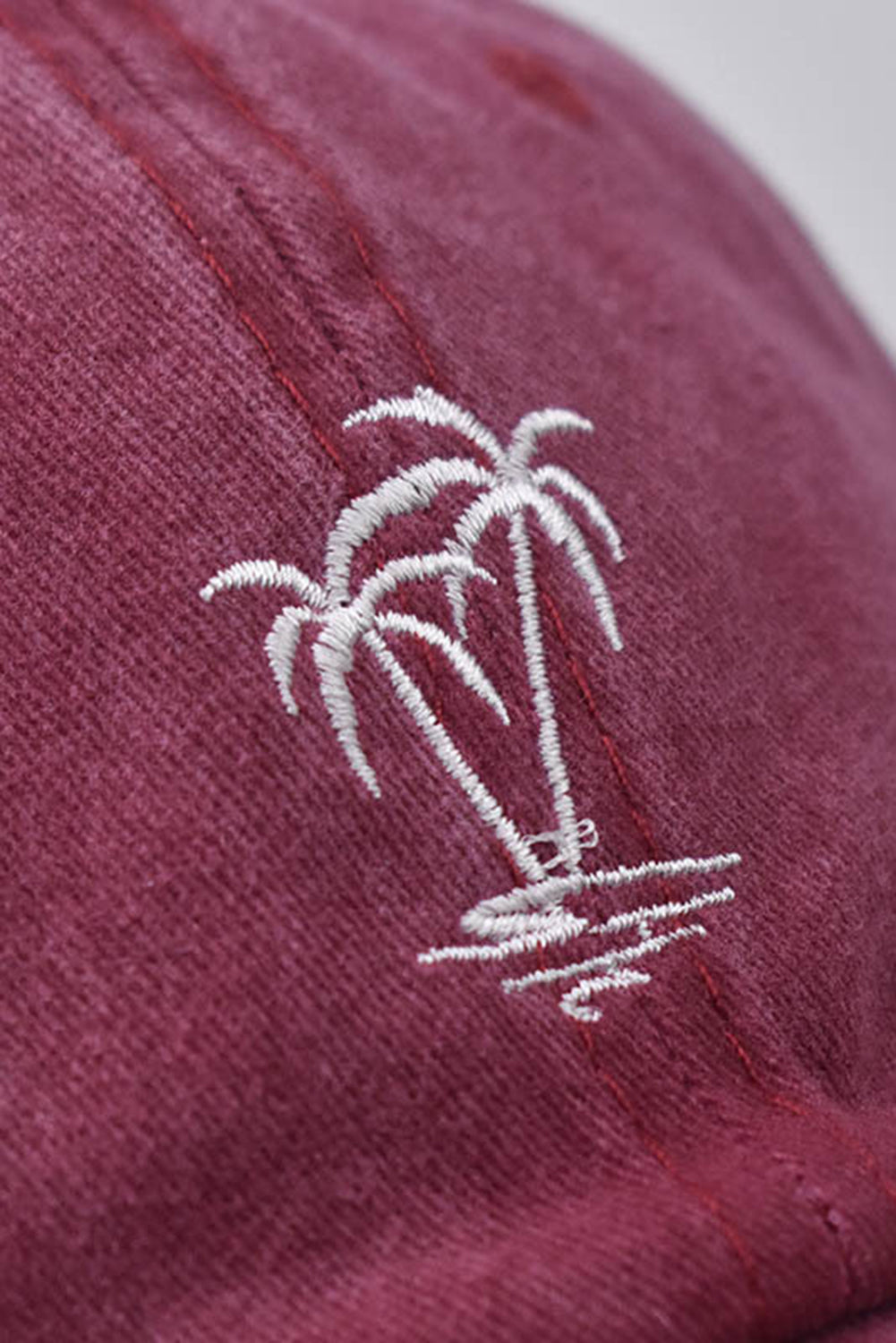 Verstellbare Baseballkappe mit Kokosnussbaum-Stickerei und Mineralwaschung