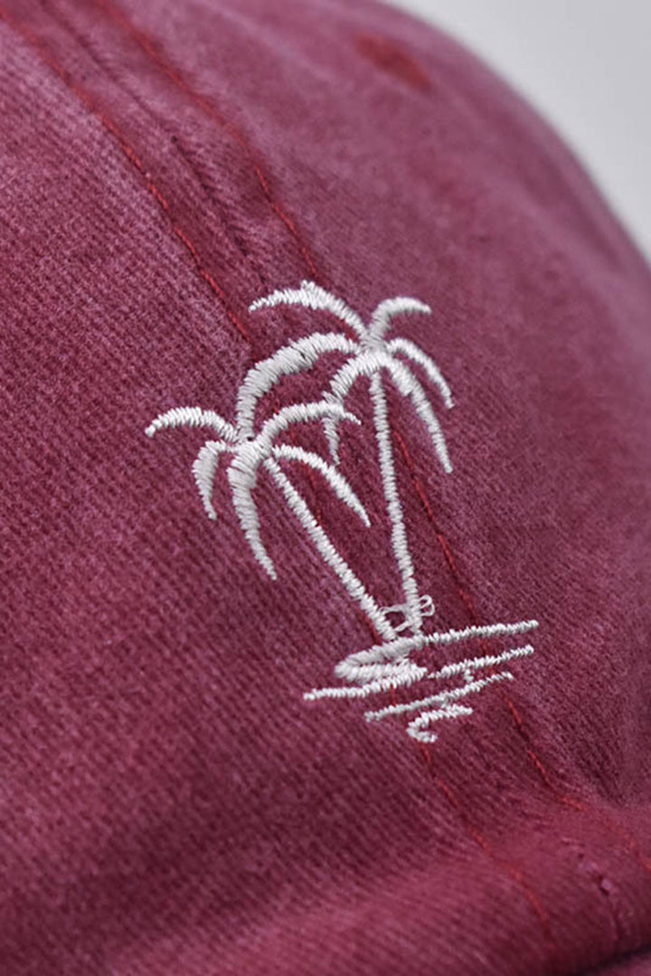 Verstellbare Baseballkappe mit Kokosnussbaum-Stickerei und Mineralwaschung