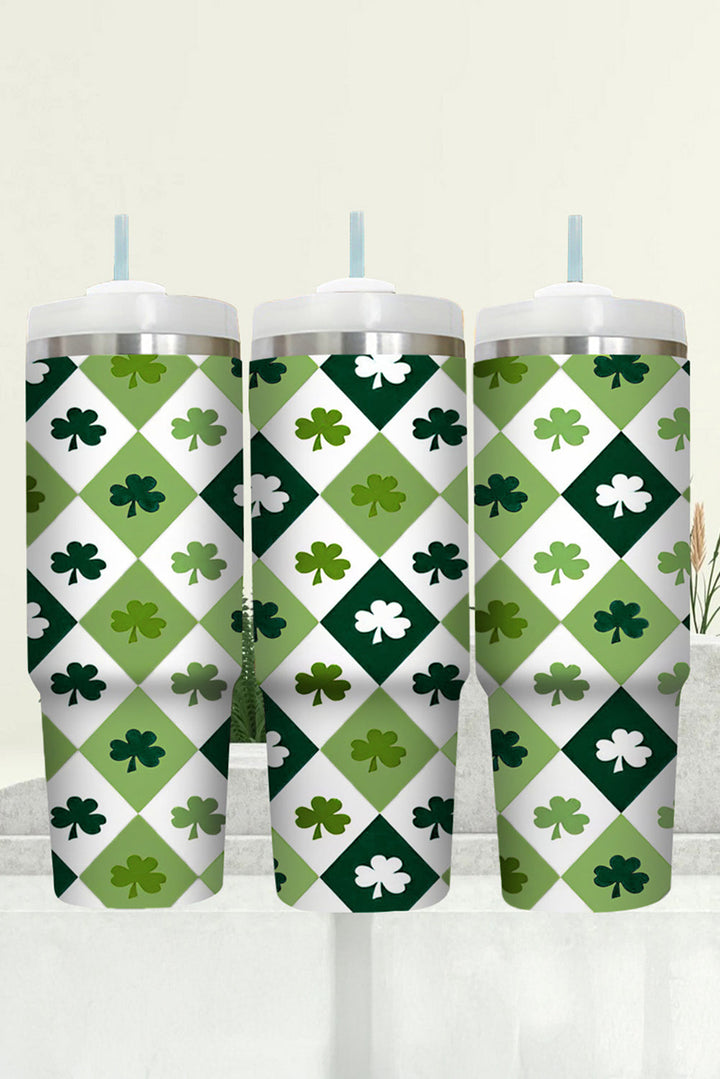 Grand gobelet en paille à imprimé à carreaux Clover sans anse 40 oz