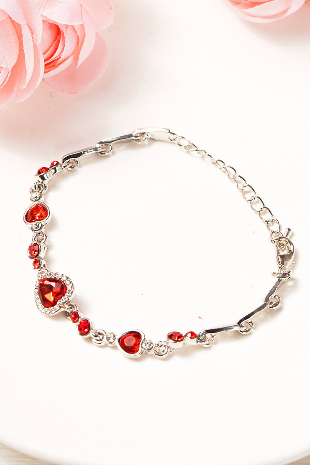 Bracelet tendance Saint-Valentin en forme de cœur avec pierres précieuses