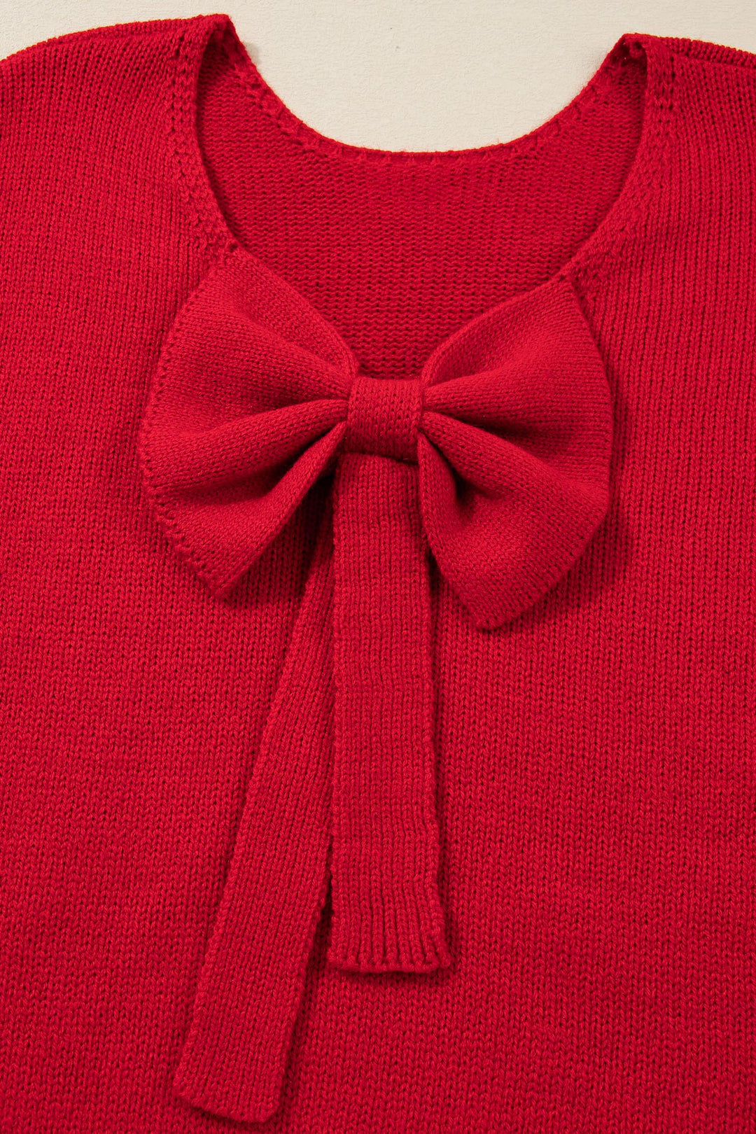 Festive Bow Backless Bubble Sleeve Sweater