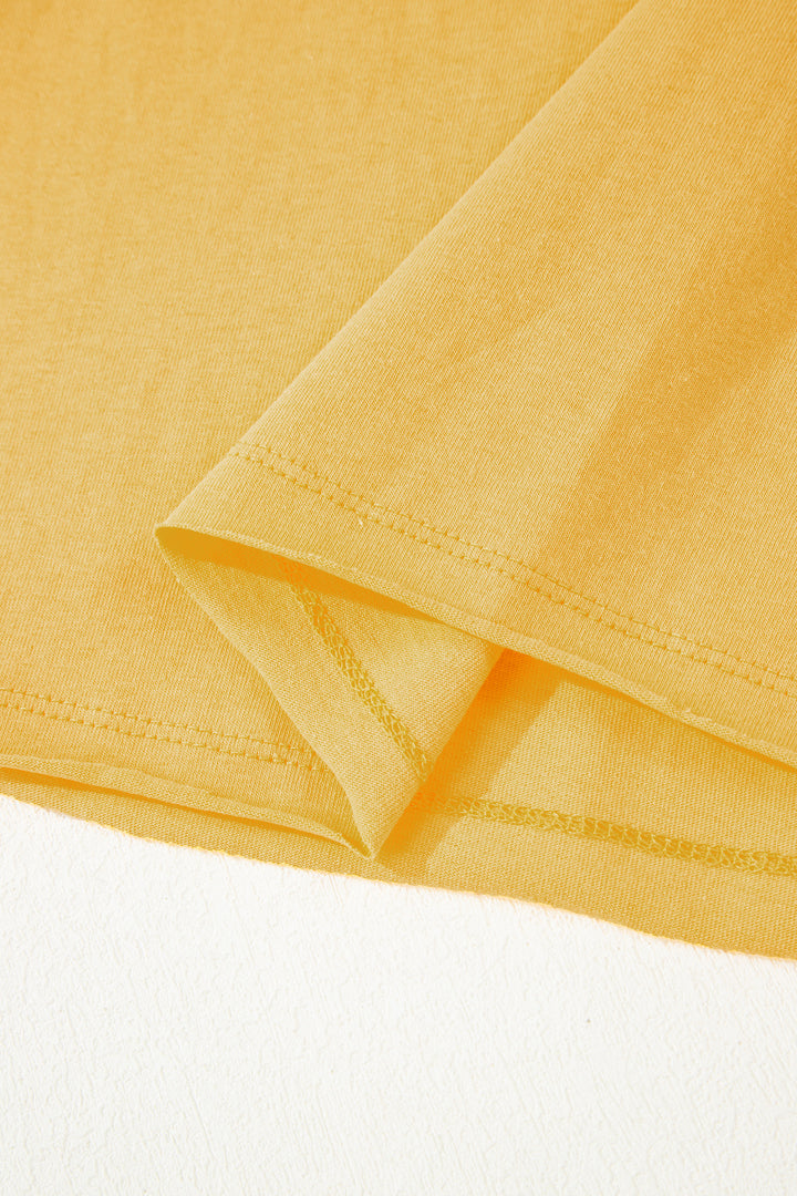 Contrast Trim Raw Hemline Short Sleeve Loose Top