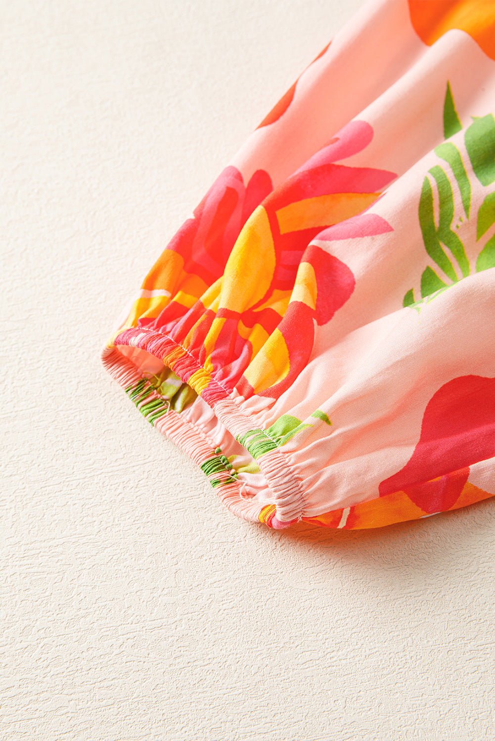 Floral Print Smocked Detail V Neck Puff Sleeve Flowy Maxi Dress