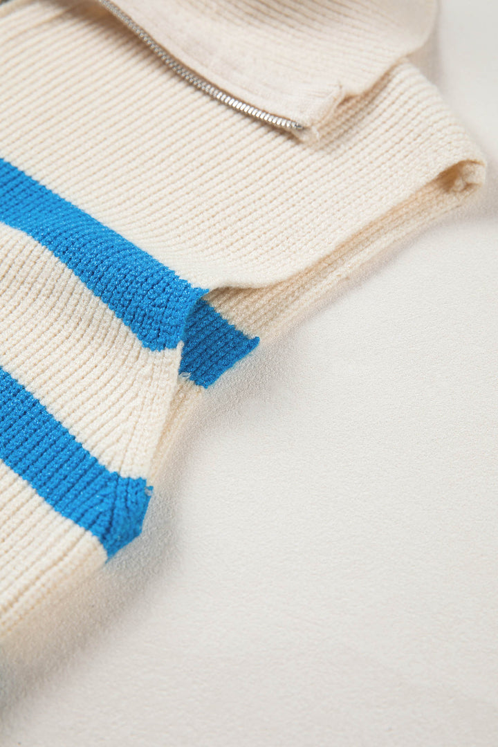 Ribbed Half Zip Collared Sweater Vest