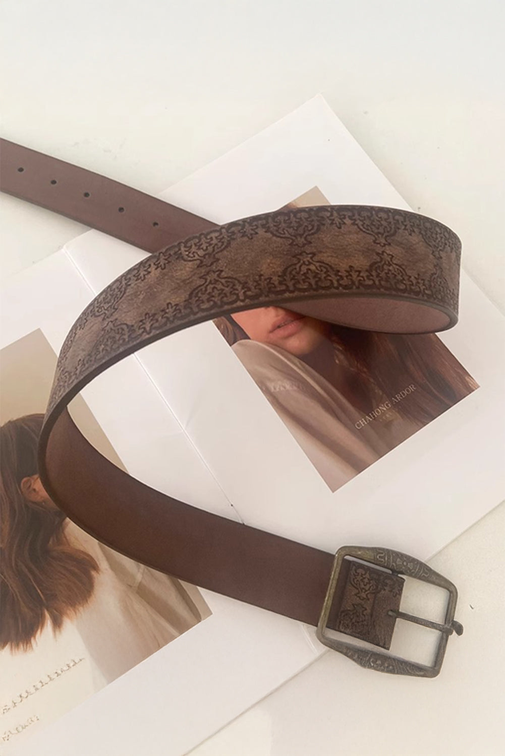 Vintage Pattern PU Leather Waist Belt