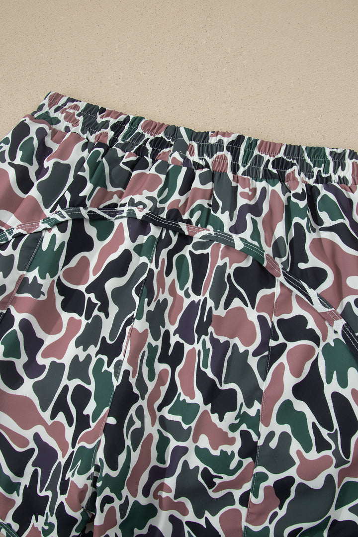 Multicolour Camouflage Print Athletic Lined Shorts