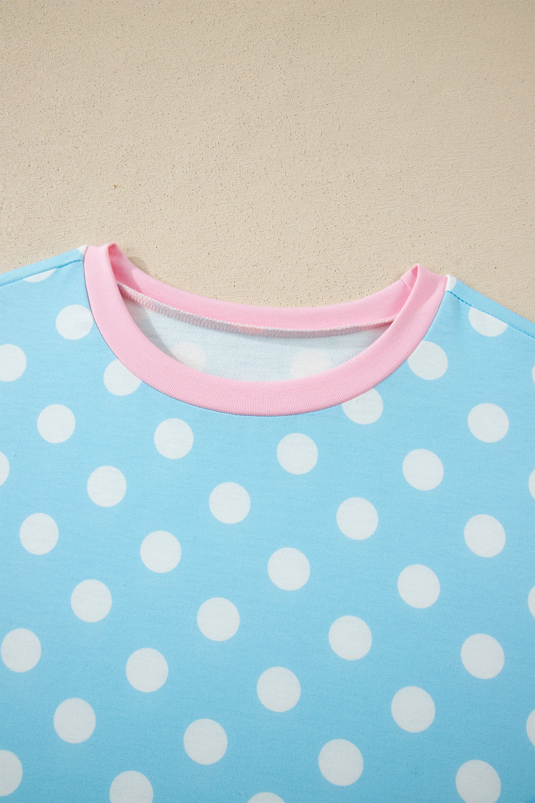 Sky Blue Polka Dot Short Sleeve Top and Pants Set
