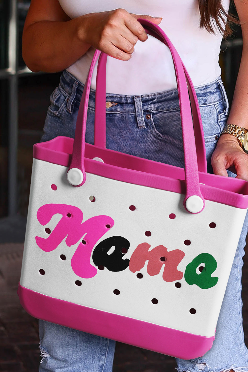 mama Print Self-assembly Straps Hollowed EVA Beach Bag