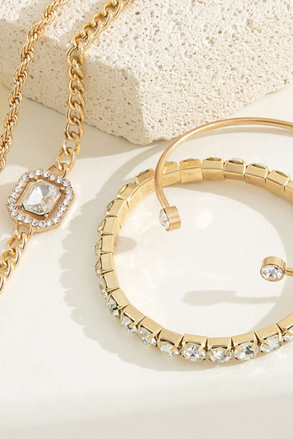Ensemble de 4 bracelets tressés en chaîne de diamants