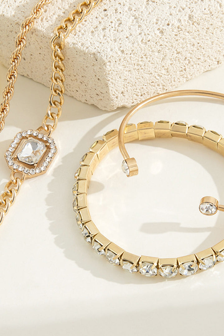 Ensemble de 4 bracelets tressés en chaîne de diamants
