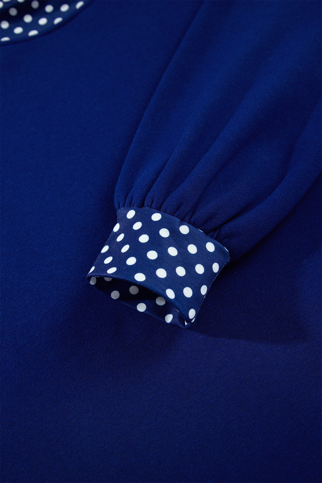 Dark Blue Colorblock Polka Dot Contrast Trim Oversized Sweatshirt