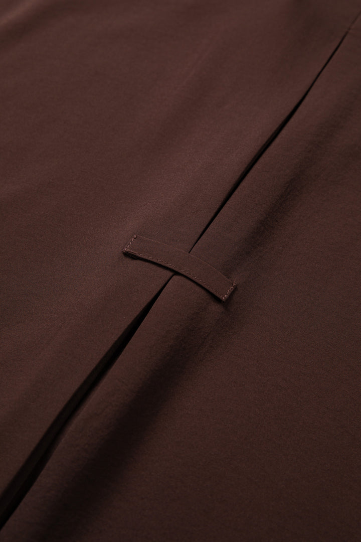 Coffee Shirt Collar Contrast Trim Button V Neck Short Sleeve Blouse