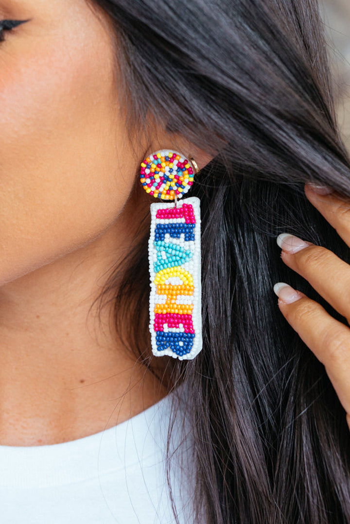 TEACHER Rice Bead Dangle Earrings