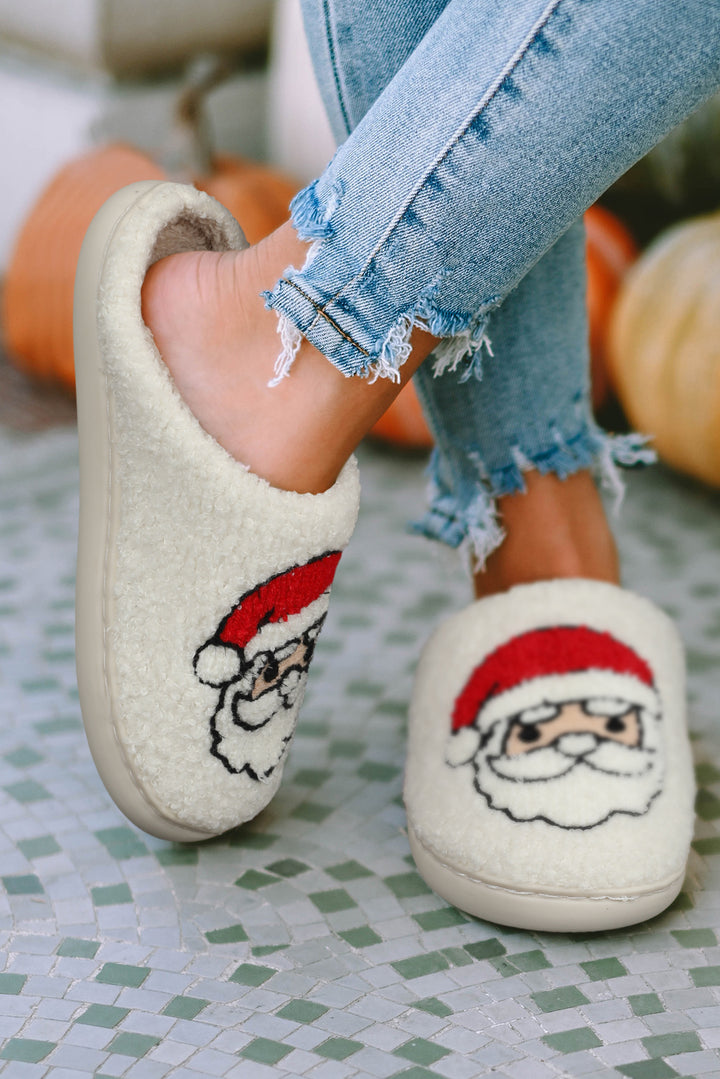 Christmas Santa Clause Graphic Plush Slippers