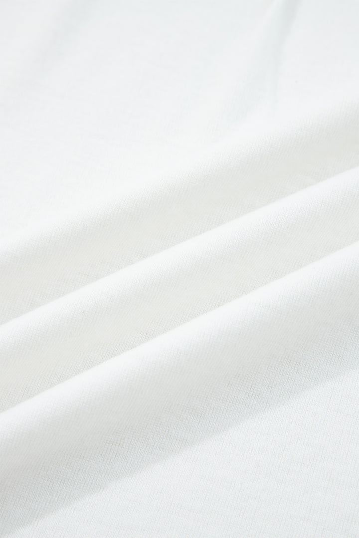 White Solid Color Seam Detail Raglan Long Sleeve Top