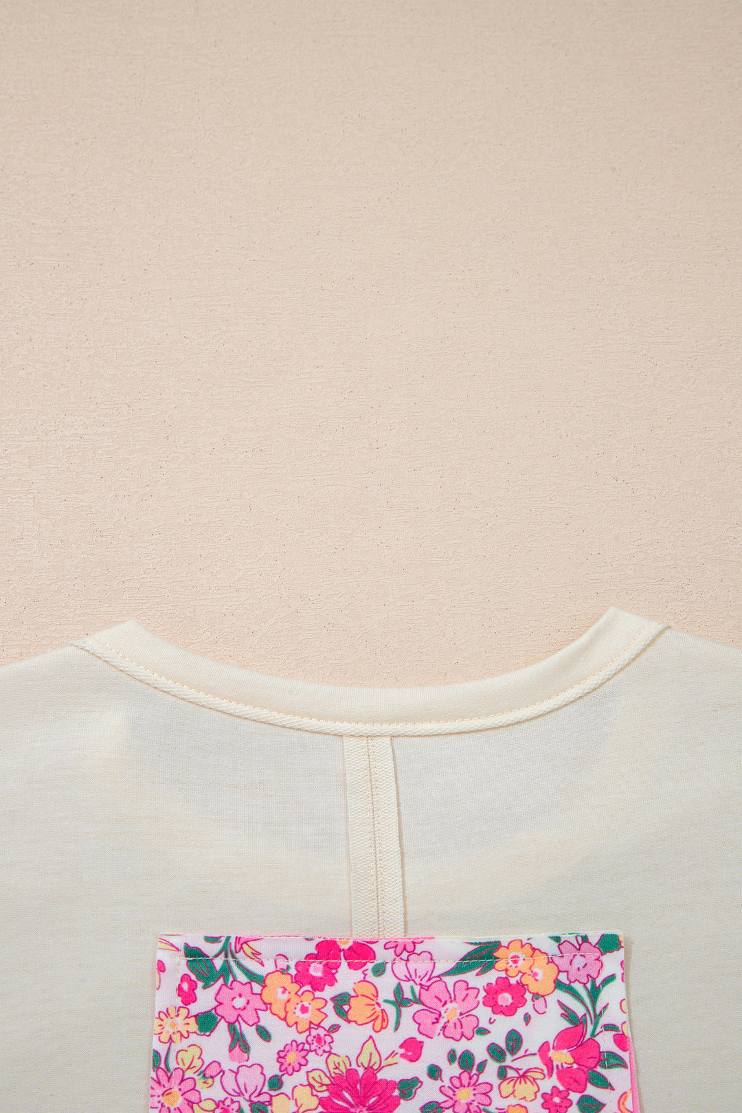 Floral Patched Raw Seam Big Flower Oversize Tee