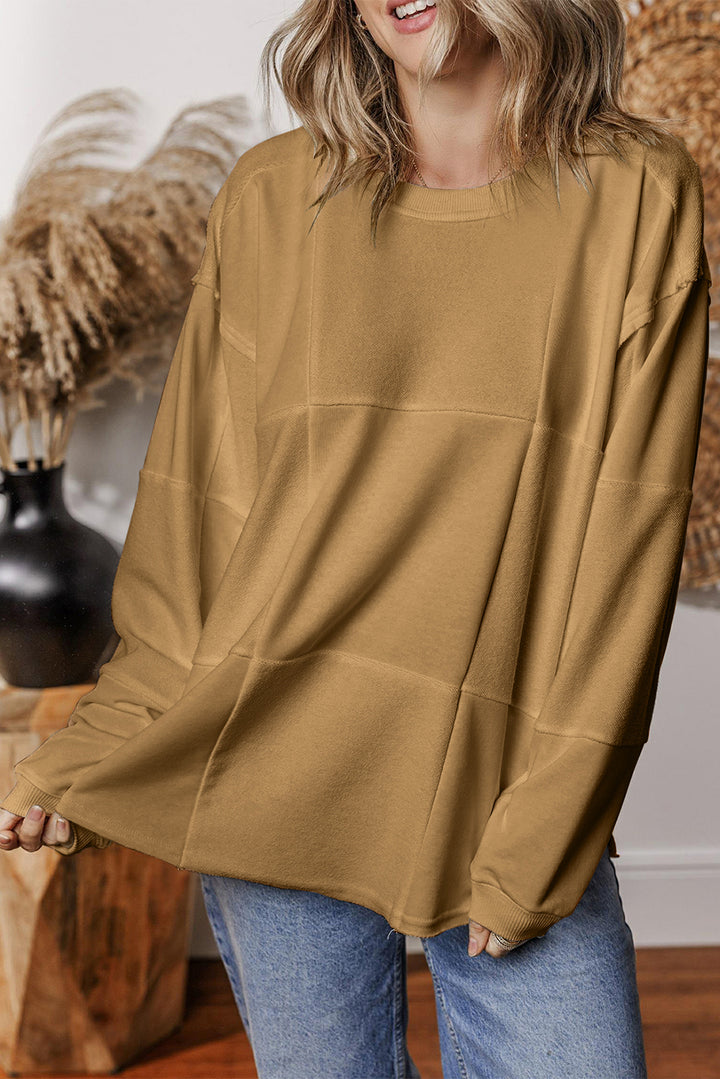 Patchwork Drop Shoulder Baggy Sweatshirt