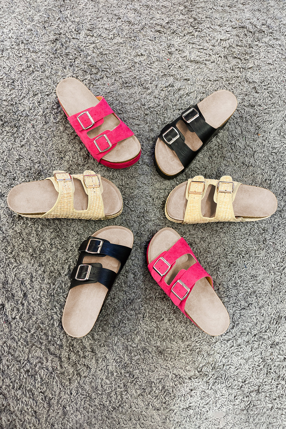Suede Buckle Decor Footbed Sandal Slippers