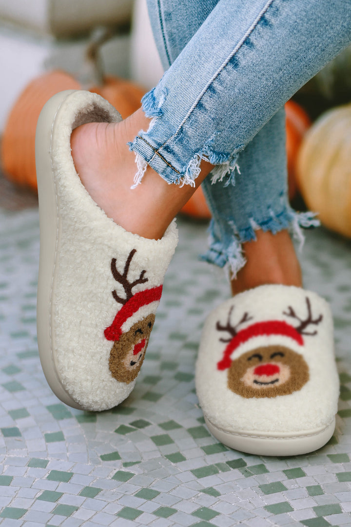 Christmas Deer Home Indoor Plush Slippers