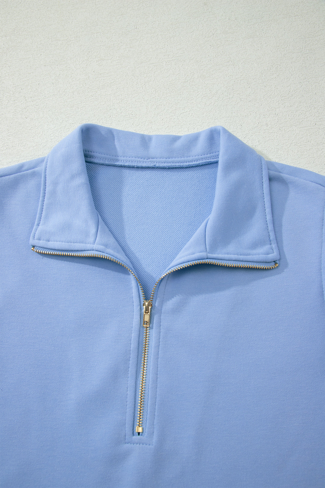 Sky Blue Half Zipped Ruffled Short Set