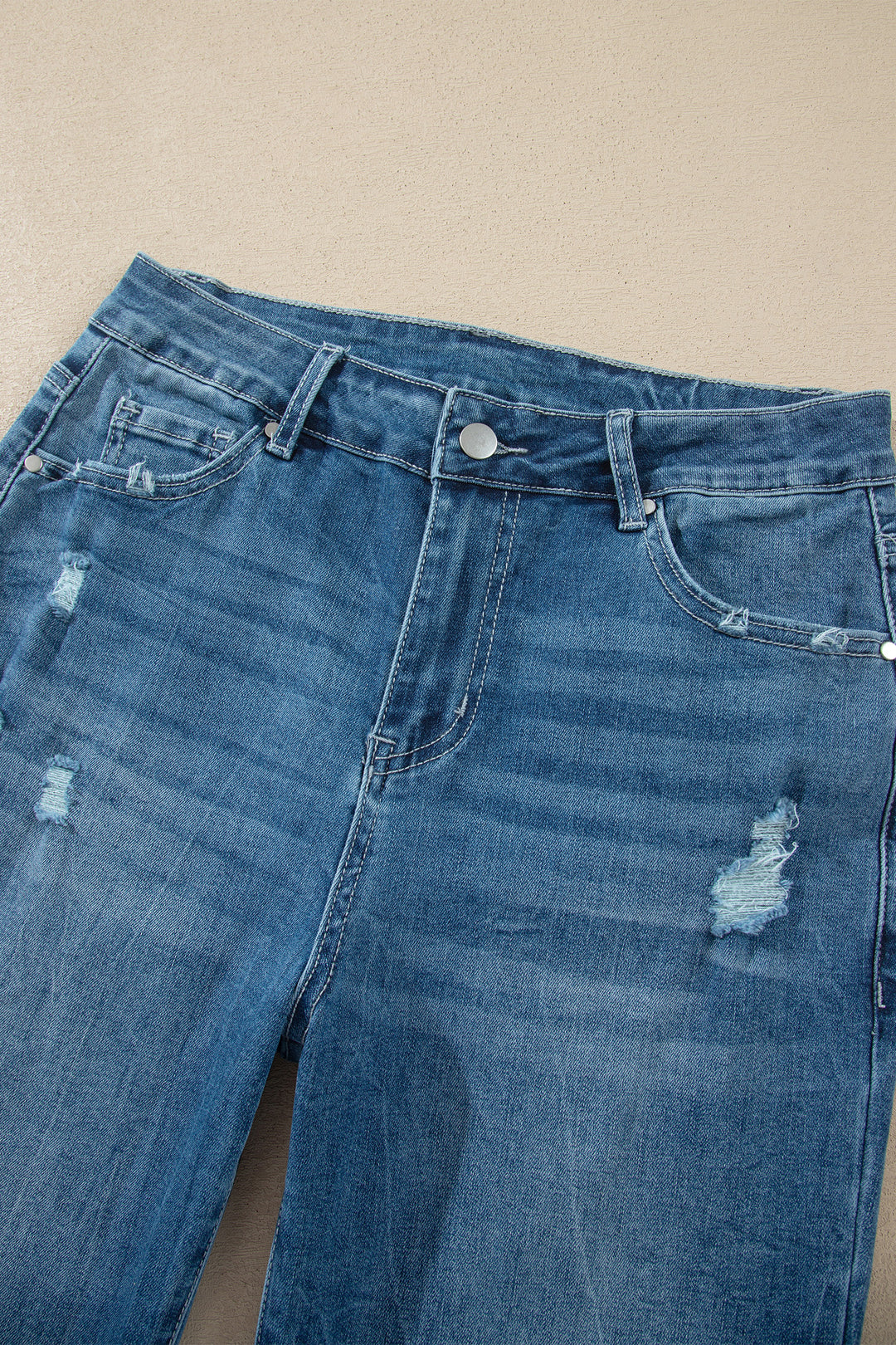 Women Ashleigh Blue High Waist Frayed Hem Flare Jeans