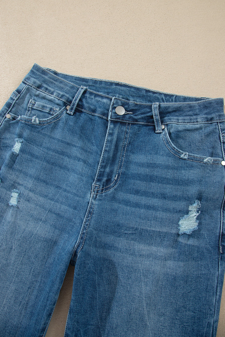 Women Ashleigh Blue High Waist Frayed Hem Flare Jeans